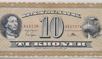 Dansk 10 krone seddel 1952 KV. 01/1+