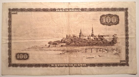 Dansk 100 krone seddel 1965 Erstatningsseddel kv.1+/1 - Billede 3