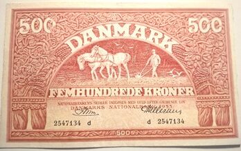 Dansk 500 krone seddel 1953 kv. +1