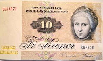 Dansk 10 krone seddel 1977 kv. 1+